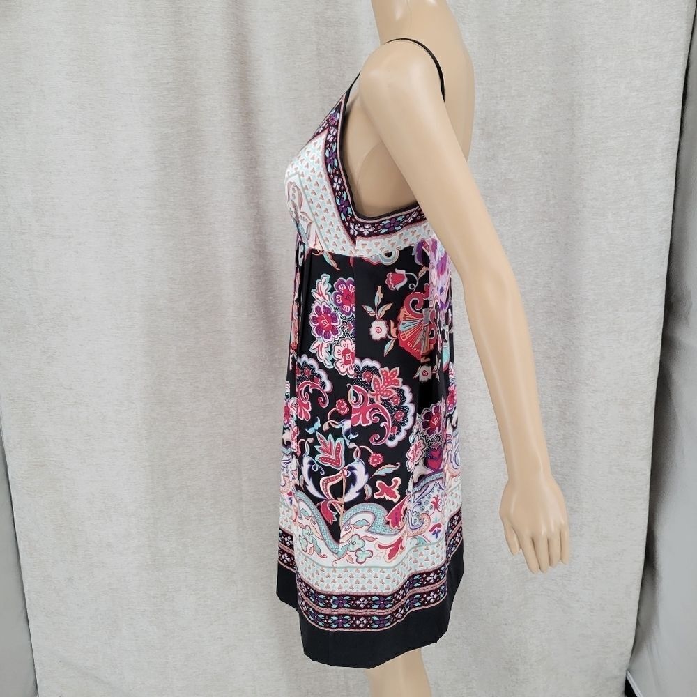 eci Y2K  Silk Satin Floral Midi Dress Women's Size 6 Boho - Picture 6 of 13
